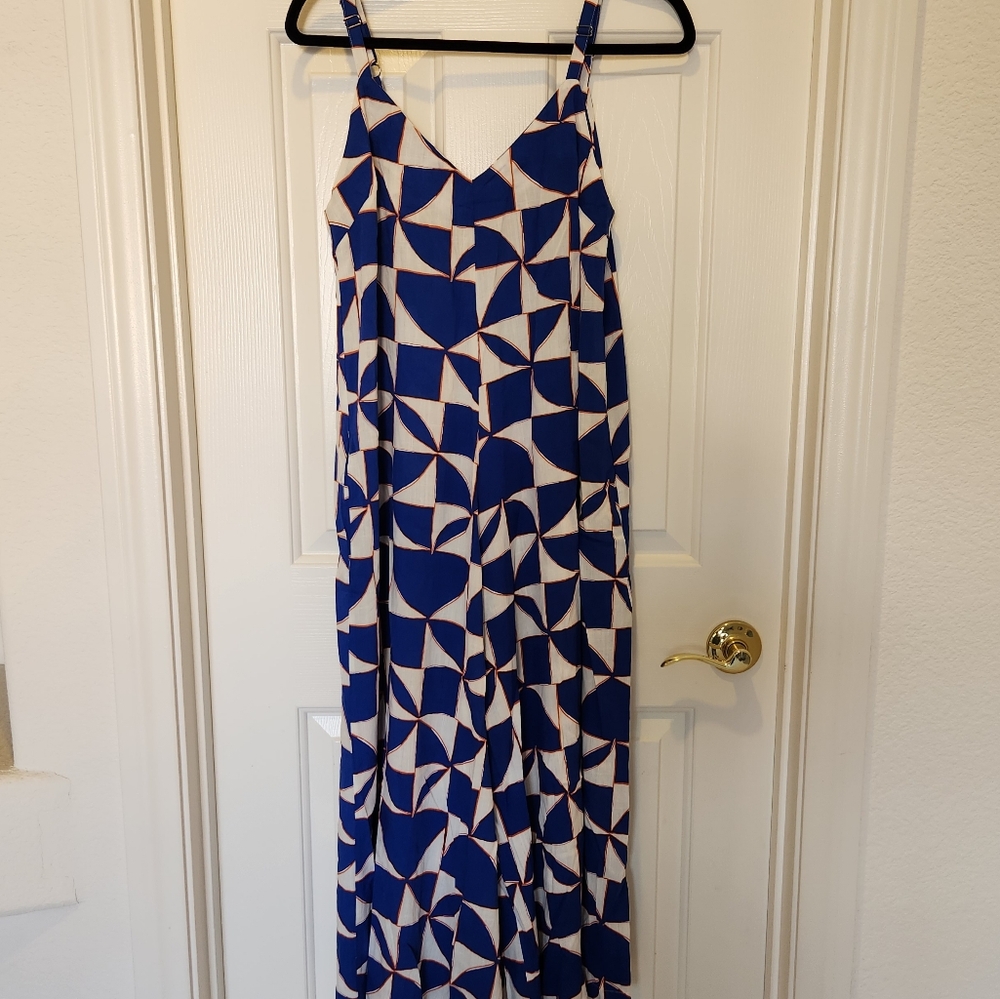 Petal & Pup Geometric Blue and White Wide Leg Jumpsuit